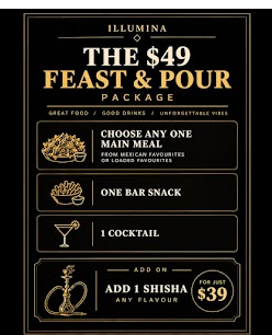 Illumina $49 Feast and Pour package