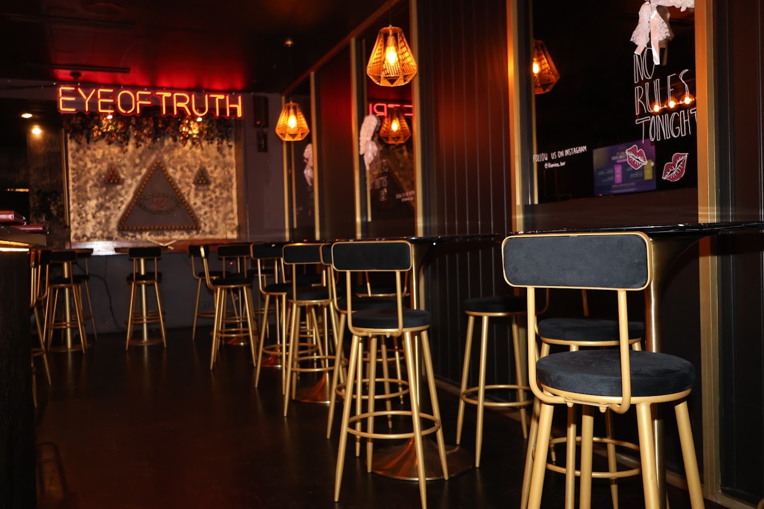 Gold and black bar interior at Illumina Prahran