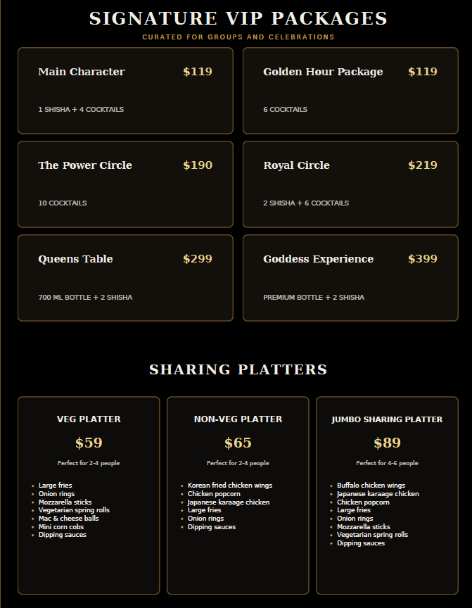 Illumina VIP packages and sharing platters
